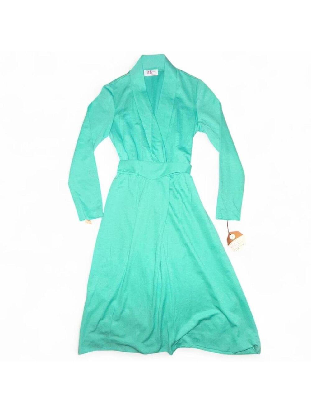 Vintage R&K Originals teal wrap dress deadstock size 6
